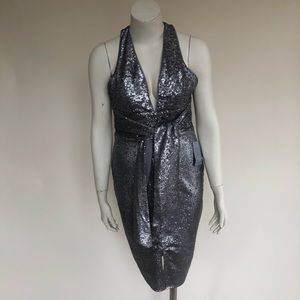 NWT: HARLYN Plunge Neck Sequins Racerback Dress